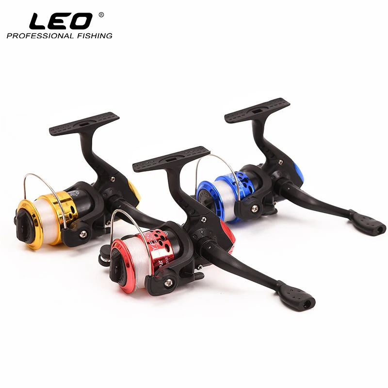 

LEO Mini Plastic Spinning Fishing Reel YF200 Small Fishing Spinning Reel with 50m Nylon Fishing Line Red Blue Golden