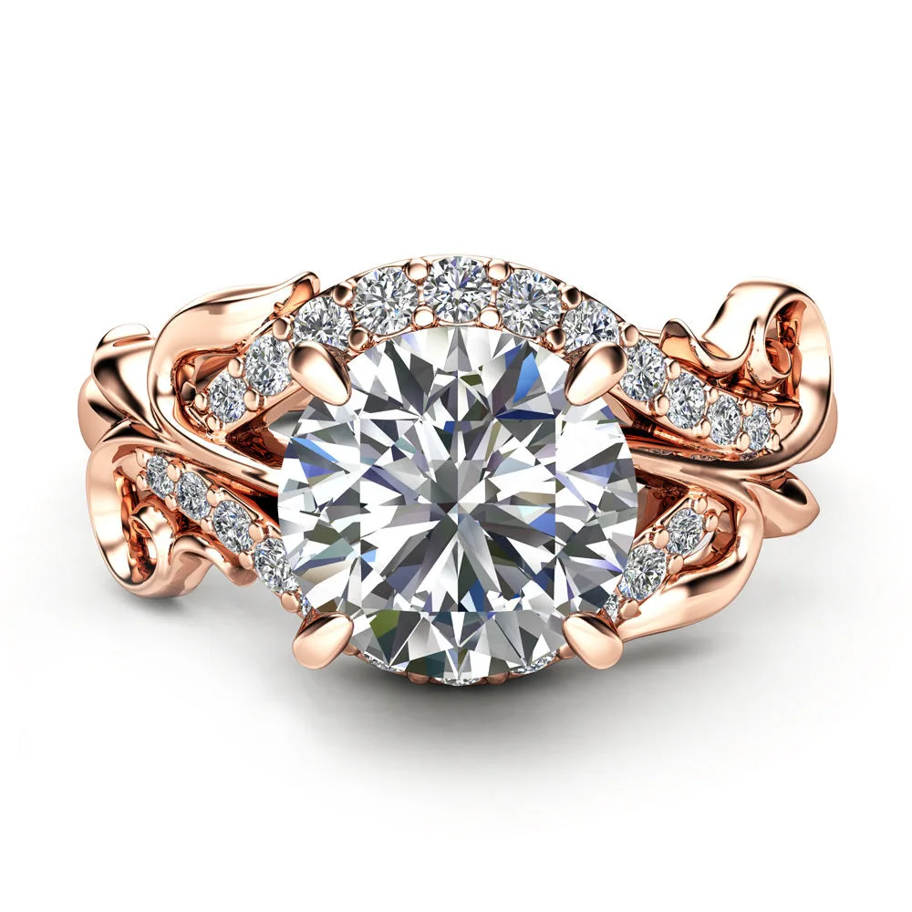 

Created Engagement Ring For Women Rose Gold Color Wedding Party Nature Crestal Rings Female Fashion Romantic Vine Ring Jewelry