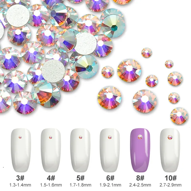 

Crystal AB Rhinestones for Nails Design Strass Nail Art Decorations New Arrive SS3 Glas Rhinestones Manicure 1440PCS ZJ1086