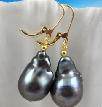 

hj 00601 baroque black reborn keshi pearl dangle earring