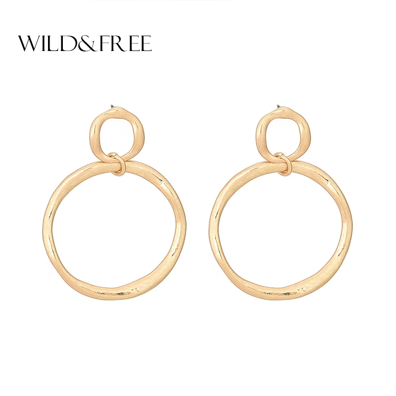 

Wild&Free Street Style Large Big Geometry Double Round Circle Hoop Earrings for Women Gold Color Party Earrings Brincos Jewelry