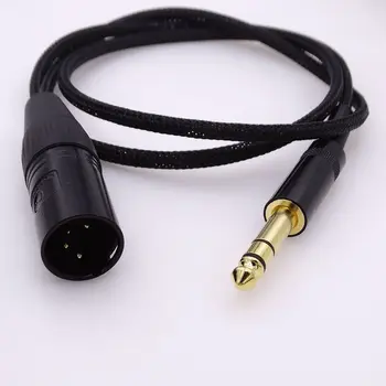 

black nylon sleeve 4 cores copper wires 1/4 6.35mm male to 4-pin xlr male balanced adapter audio cable headphone extension cord