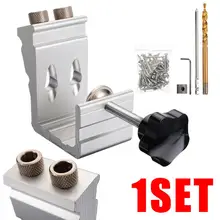 Portable Pocket Hole Jig Kit Angle Drill Guide Set Hole Puncher Locator Jig Drill Bit for Carpenter Woodworking Hardware Tools