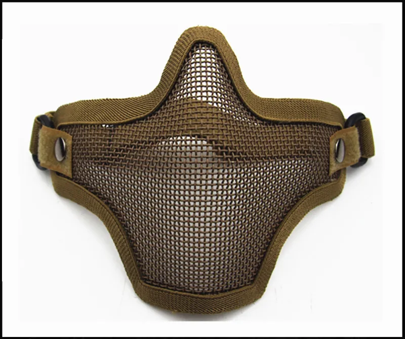 Вечерние маска V1 один грязи-цветной мягкий стальной проволочной сеткой защита на половину лица маска поле Защитное снаряжение для спортивные очки светло-коричневый