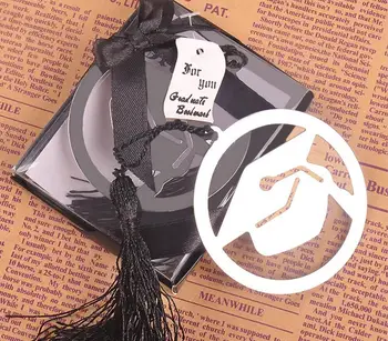 

20pcs Silver Stainless Steel Black Tassels Doctorial hat Bookmark For Wedding Baby Shower Party Birthday Favor Gift Souvenirs