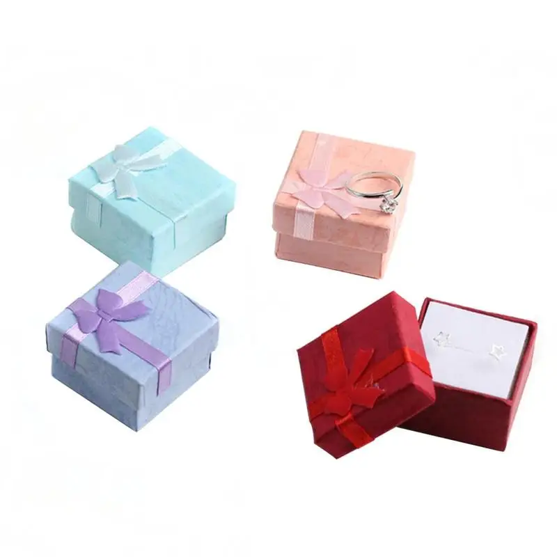 

Earrings Ring Jewellery Square Bowknot Package Gift Case Boxes Cardboard Jewelry Box