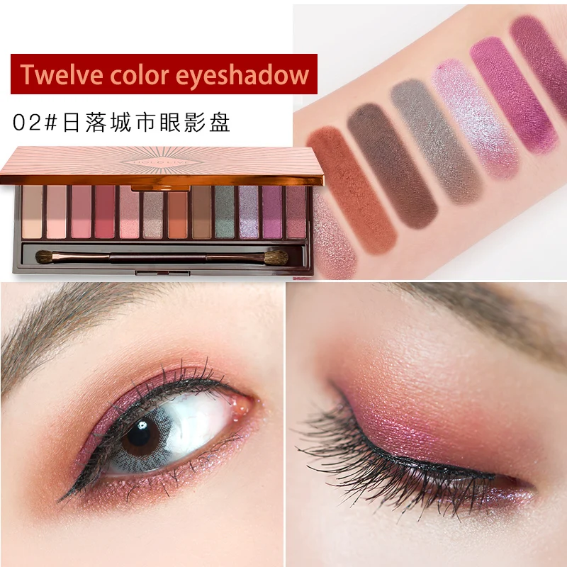 

HOLD LIVE Sunset City Eyeshadow Palette Warm Brown Red Earth Dry Rose Earth Orange Pearl Matte 12 Color Eye Shadow