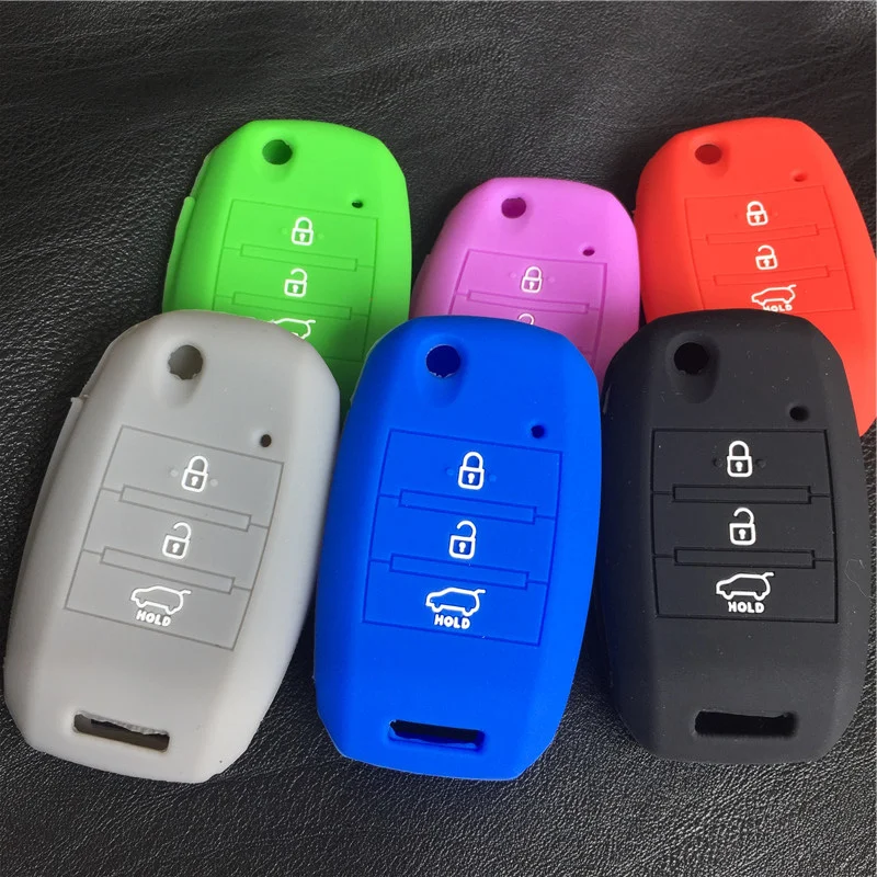 

Silicone car key cover for KIA rio Sportage 2015 ceed Sorento cerato K2 K3 K4K5 3 button flip key Cover case remote