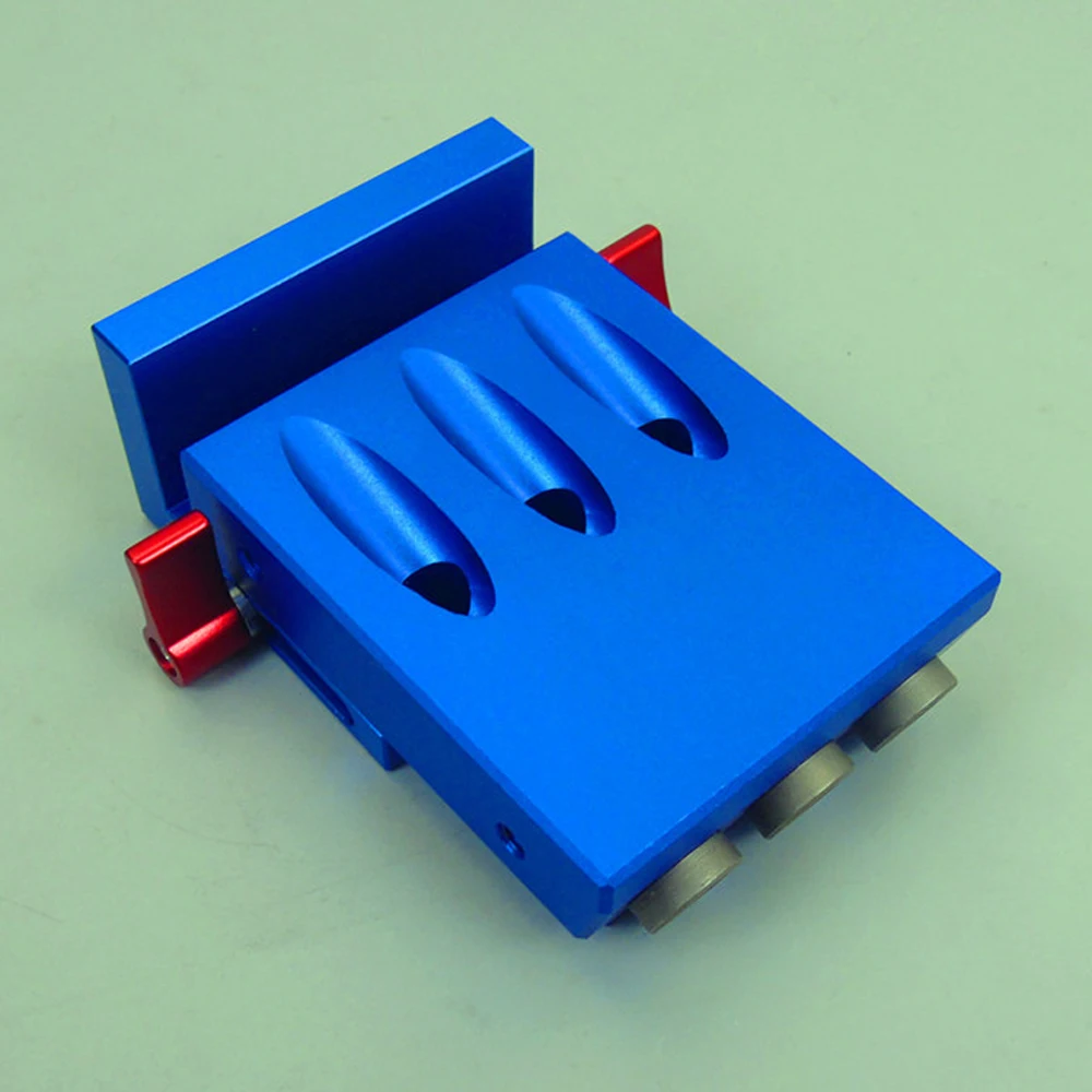 

Pocket 3 Holes Aluminium Alloy Oblique Hole Jig Kit System for Wood Working Punch Locator with 9.5mm Puncher Woodworking Tool