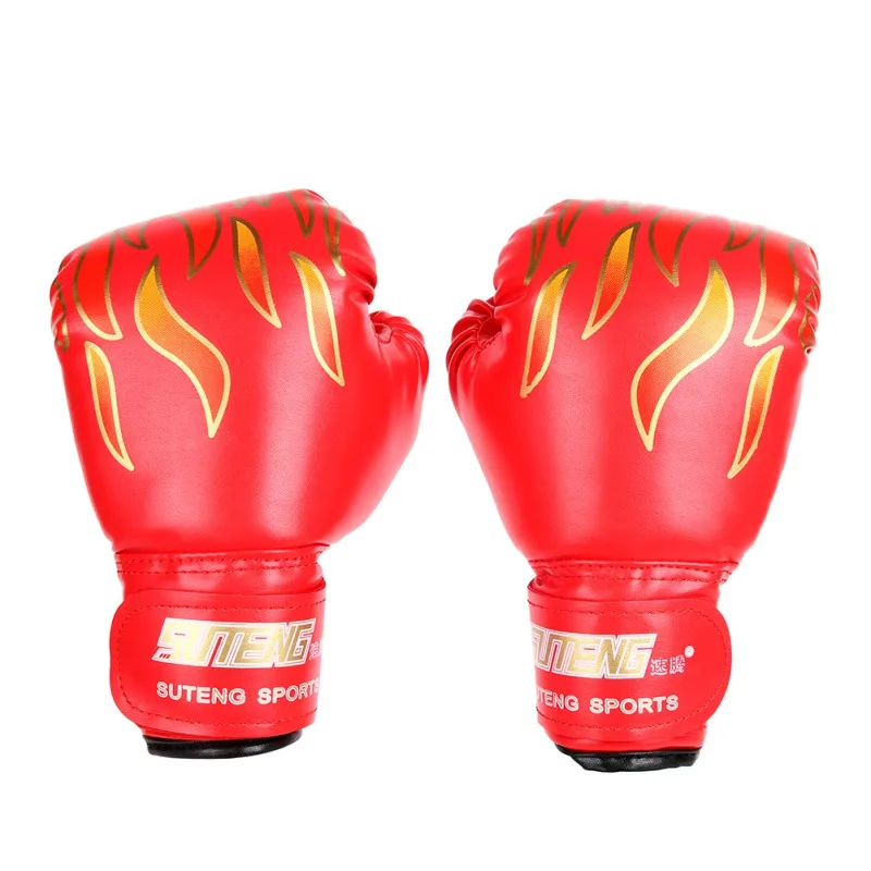 

1 Pair Children Boxing Gloves Sponge PU Hand Protector Kids Fire Printed Breathable Built-in Fitness Training Sportswear