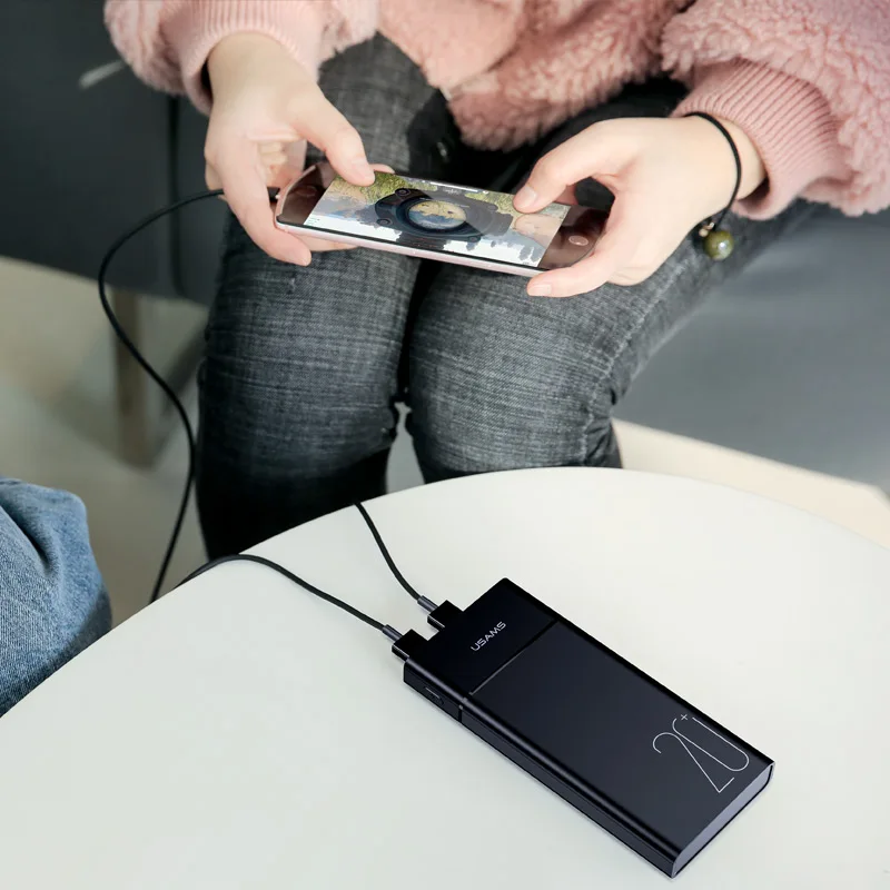 USAMS 20000 мАч Внешний аккумулятор 2.1A Быстрая зарядка Powerbank для iPhone Samsung Xiaomi Двойной
