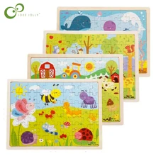 1 комплект 60 шт. животные деревянные головоломки игрушки для малышей, детей детские развивающие игрушки GYH