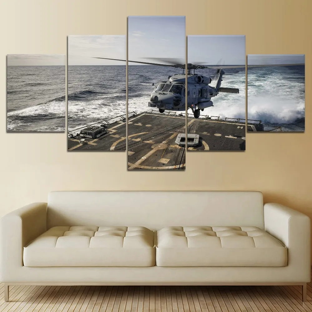 5 Panel Helicopter1 War Canvas Printed Painting For Living Room Wall Decor HD Picture Artworks Poster5 | Дом и сад