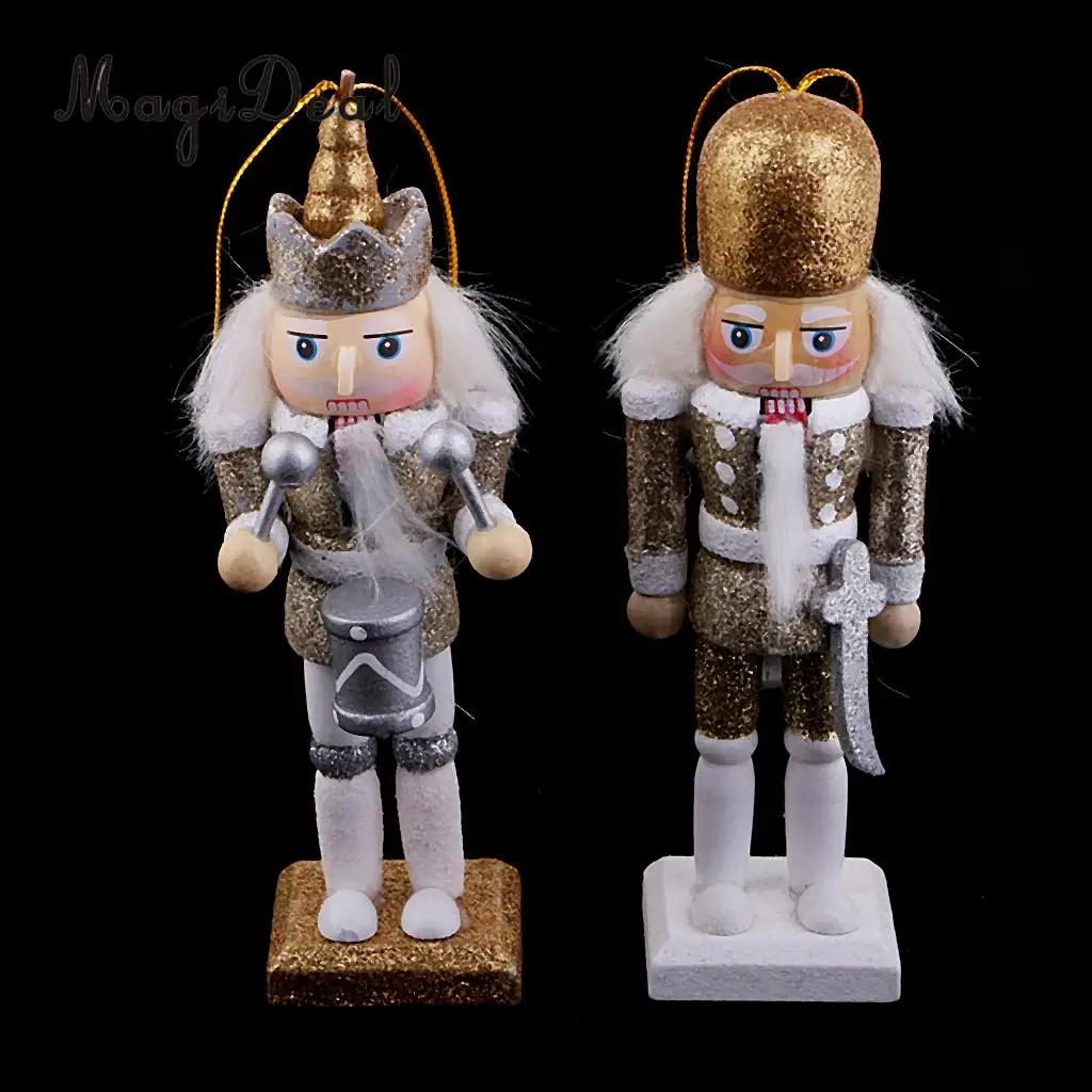 10Pcs 12cm Wooden Nutcracker Solider Figure Model Puppet Doll Handcraft for Children Gifts Christmas Home Office Decor Display