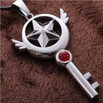 

Cardcaptor Sakura Card Captor Kinomoto Star Wand Japanese Anime Cosplay Sliver Key Pendant Necklace Gifts For Girls 12pcs/lot