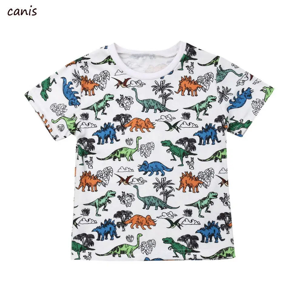 

Pudcoco 2019 Summer Toddler Kid Baby Boy Dinosaur Printing Short Sleeve Cotton Fashion Cartoon T-shirt