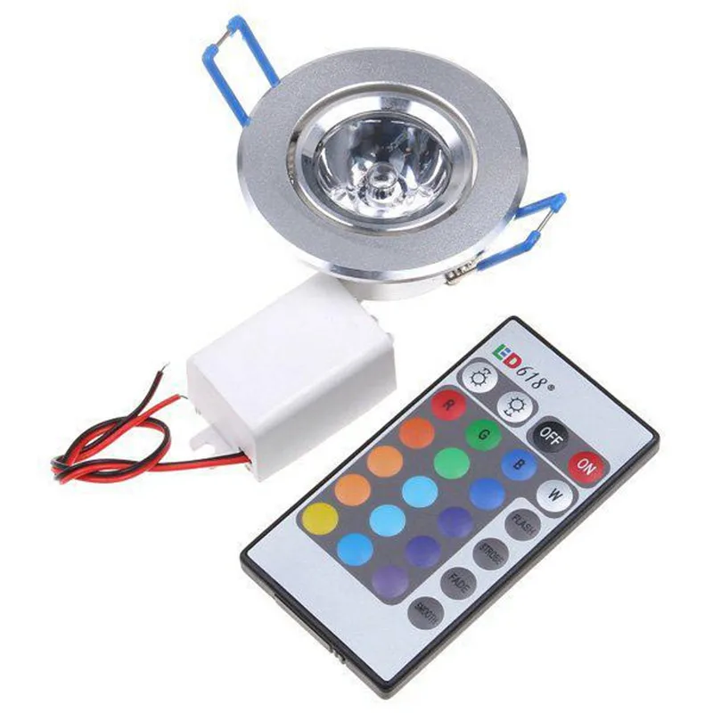 3W RGB LED Ceiling Down Lights Recessed spot light lamp Bulbs AC 90V-260V 3W downlight AC/DC 12V Birthday party Colorful lights