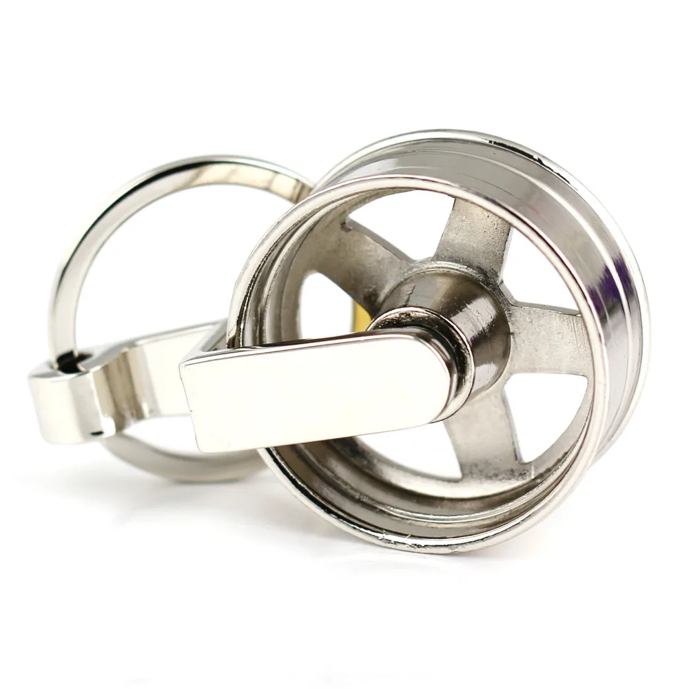 10 шт./лот творческий в виде автомобильной запчасти спиннинг серебряный цвет металлический обод колеса брелок кольцо брелок