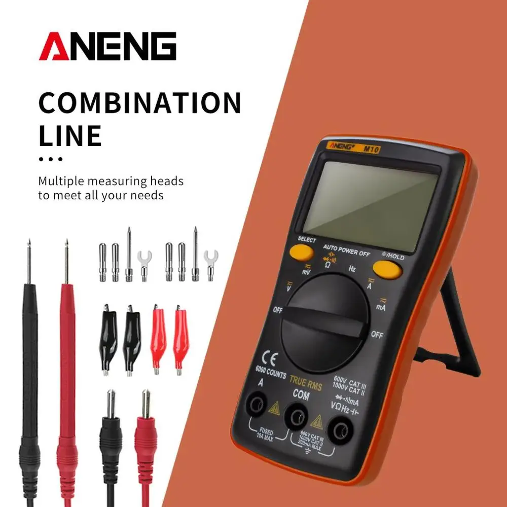 

ANENG Digital Multimeter ACV/DCV Ammeter Diode Ohm Tester Ture RMS with Line