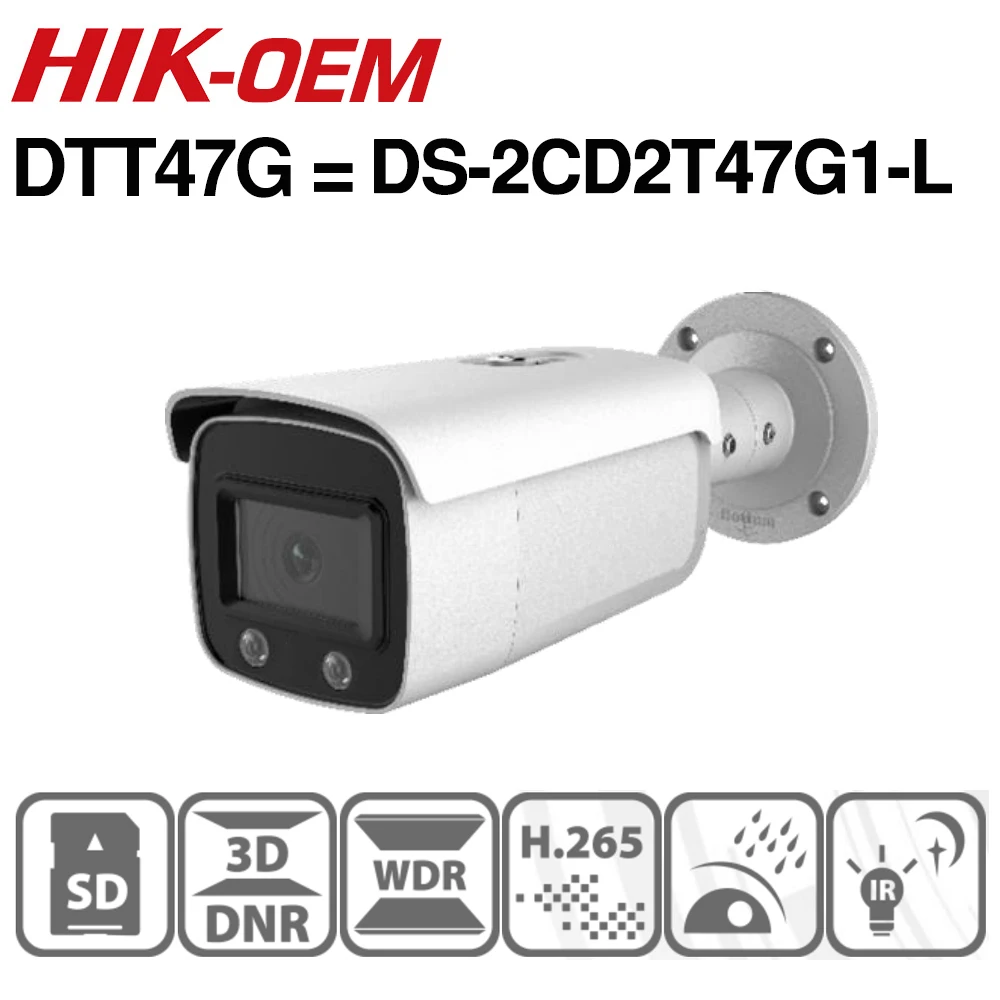 

Hikvision ColorVu OEM IP Camera DTT47G (OEM DS-2CD2T47G1-L) 4MP Network Dome POE IP Camera H.265 CCTV Camera SD Card Slot