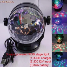 USB 5 V& DC12V вход и 3AA с батарейным питанием 3way красочная музыкальная RGB с автоматическим вращением светодиодный ламповое дежурное освещение вечерние лампы диско 16 видов цветов
