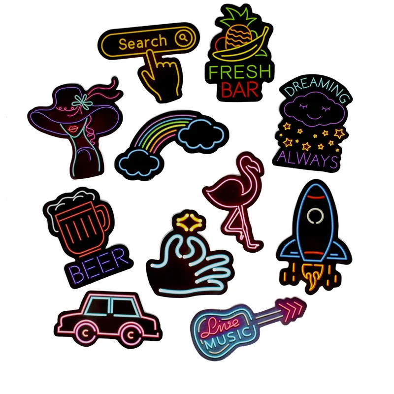 50PCS Neon Light Sticker Anime Animal Cute Decals Vinyl Stickers Gifts for Children to Laptop Suitcase Guitar Fridge Bicycle Car