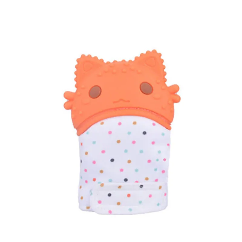 Перчатка для режущихся зубов детские силиконовые перчатки конфеты обертка звук прорезыватель Игрушка подарки милые животные мультфильм повседневное Новы - Цвет: Orange J