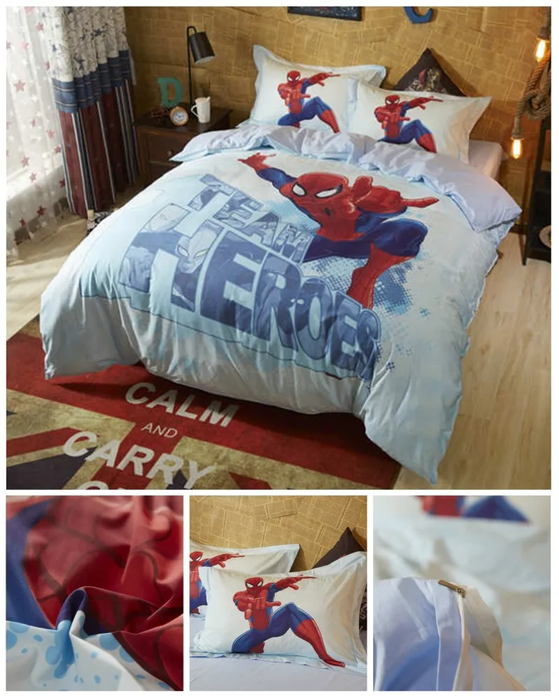 Marver Человек-паук США плед двуспального размера постельных принадлежностей для детей пододеяльники AU king 3-4 шт 3d печатных подарок на день
