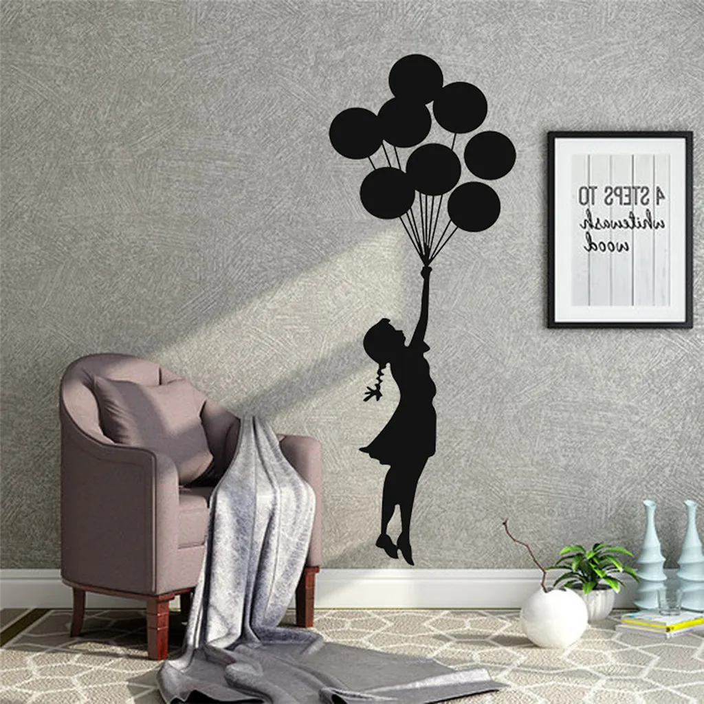 

Girl and Balloon Stickers Art Wall Mobile Creative Wall Affixed With Decorative Wall Window DecorationLSJ