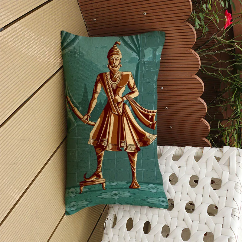 Индийский миф персонажи Бог брама Шива Вишну Кришна рама длинная талия наволочка домашнее украшение для дивана Прямоугольная подушка чехол - Цвет: Raja Shivaji