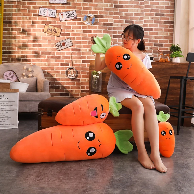 45/50/65/90cm Cartoon Smile Carrot Plush toy Cute Simulation Vegetable Carrot Pillow Dolls Stuffed Soft Toys for Children Gift household toys