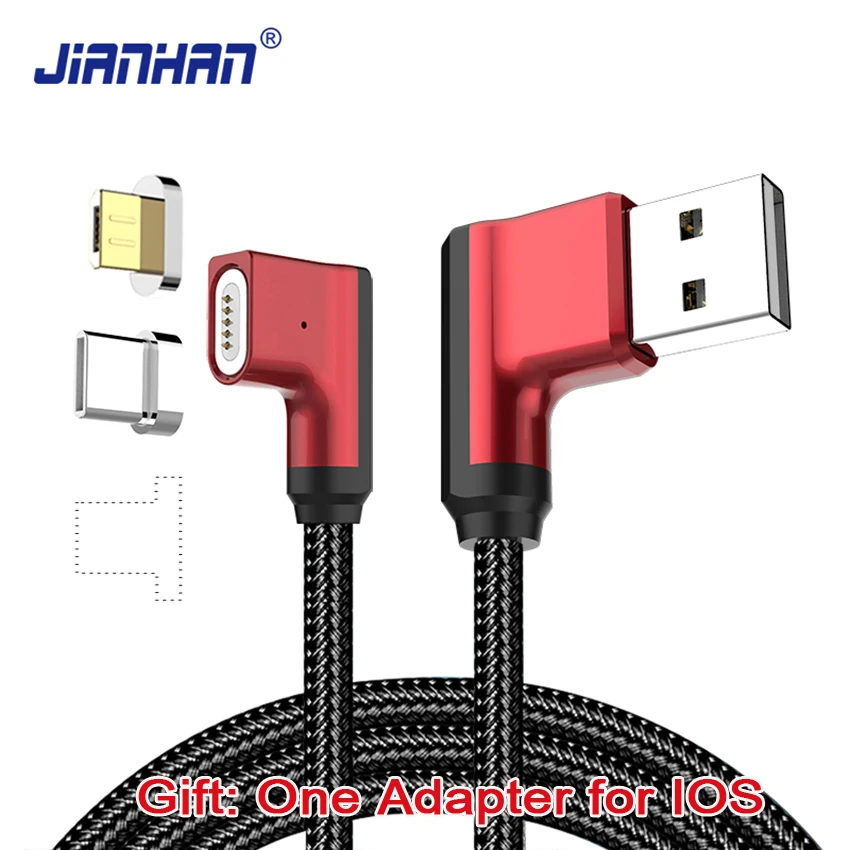 Магнитный кабель Micro USB 2 в 1 90 градусов м быстрая зарядка 5 В А Оплетке Type C L