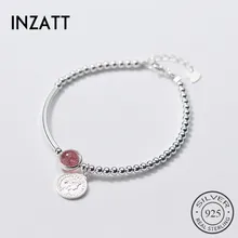 INZATT Настоящее 925 пробы Серебряные бусы, цепочка Клубника Кристалл диск браслет для женщин Готический ювелирные изделия аксессуары