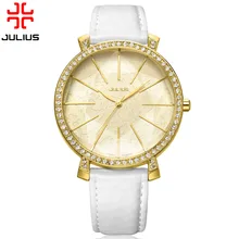 Julius Lady Woman Wrist Watch Quartz Hours Best Fashion Dress Korea Bracelet Big Star Flash Leather