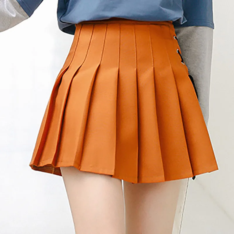 

Harajuku Sweet Style High Waist Mini A -line Skirt Schoolgirl Summer Japanese Casual Brown Pleated Skirt Women Streetwear M222