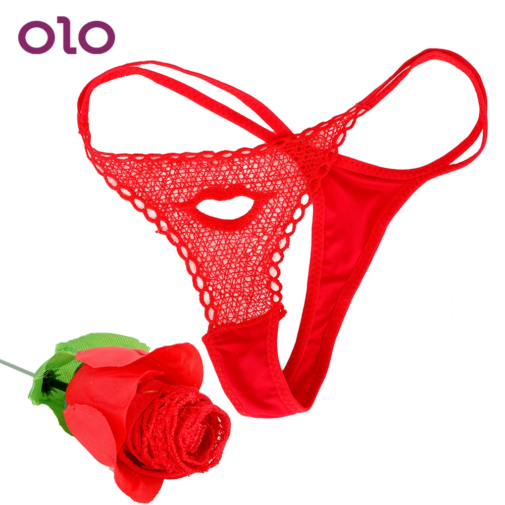 

OLO G String Women's Panties Lady Sexy Thongs Roses Shape Lace Lingerie Exotic Apparel Women's Underwear Random Send