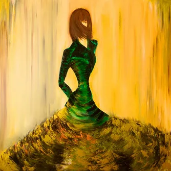 

Modern handmade painting beautiful girl with expansion skirt on oil canvas for living room decor and wallpaper