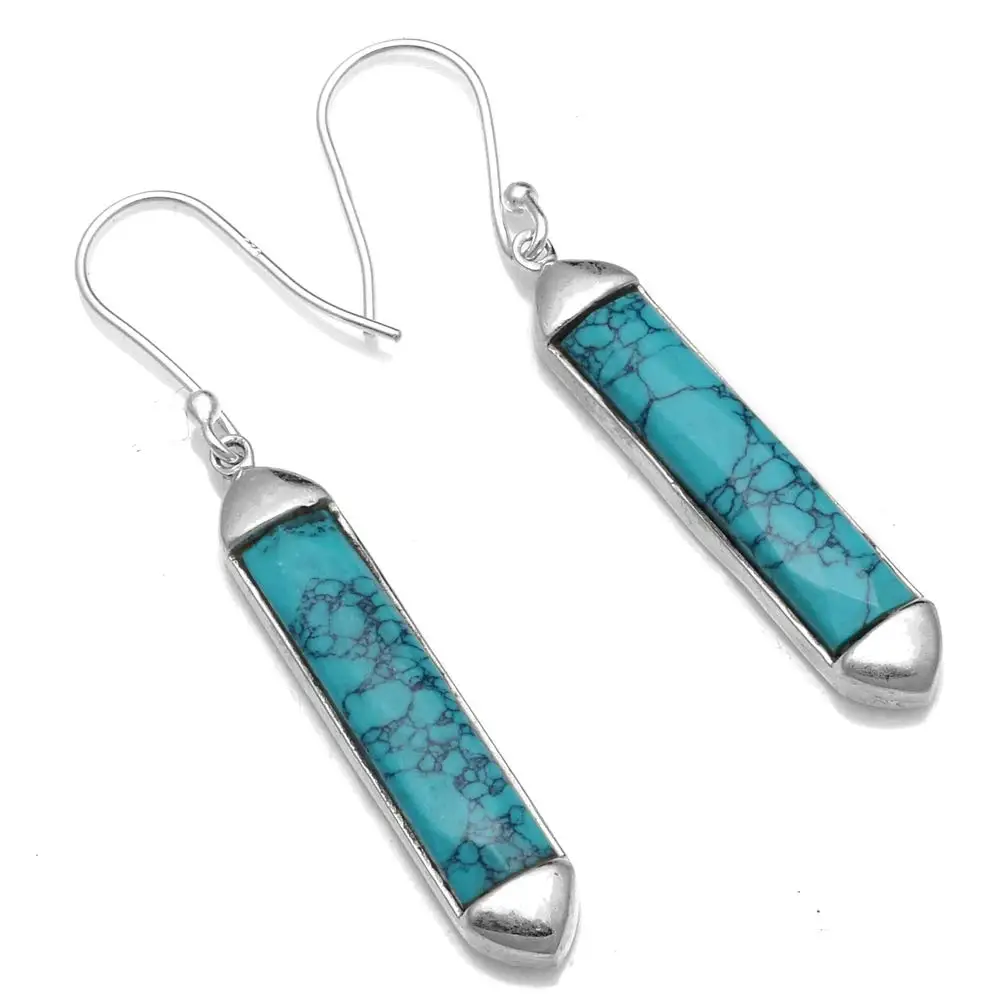 

Genuine Turquoise 925 Sterling Silver Earrings, 50 mm, 2SE0450