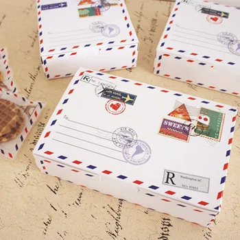 

Free shipping envelope pattern decoration cake box long white cookie dessert packing boxes bakery package party party supplies