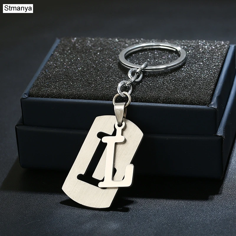 LLavero de acero inoxidable para hombre y mujer, accesorio con 26 letras, el mejor regalo para pareja, joyería para coche, A-Z