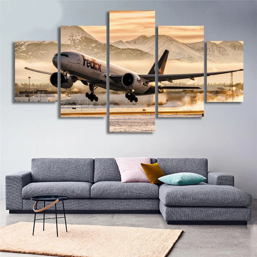 HD-Printed-Pictures-Framed-Canvas-Living-Room-Wall-Art-5-Pieces-Airplane-Takes-Off-Paintings-Aircraft (1)