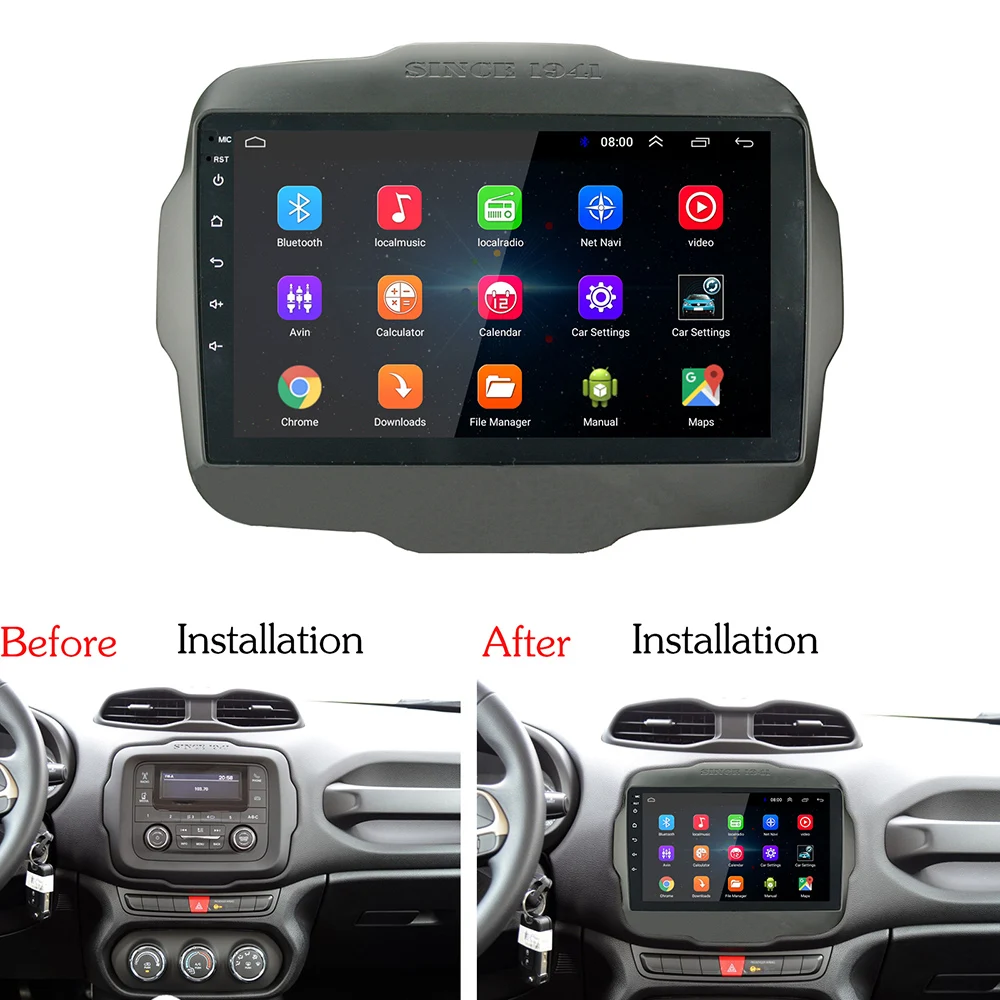 Cheap 2din 9 inch Android 8.1 Car Stereo Radio Multimedia 2G DDR3 Video Player Navigation GPS For Jeep Renegade 2015 2016 2017 no dvd 5