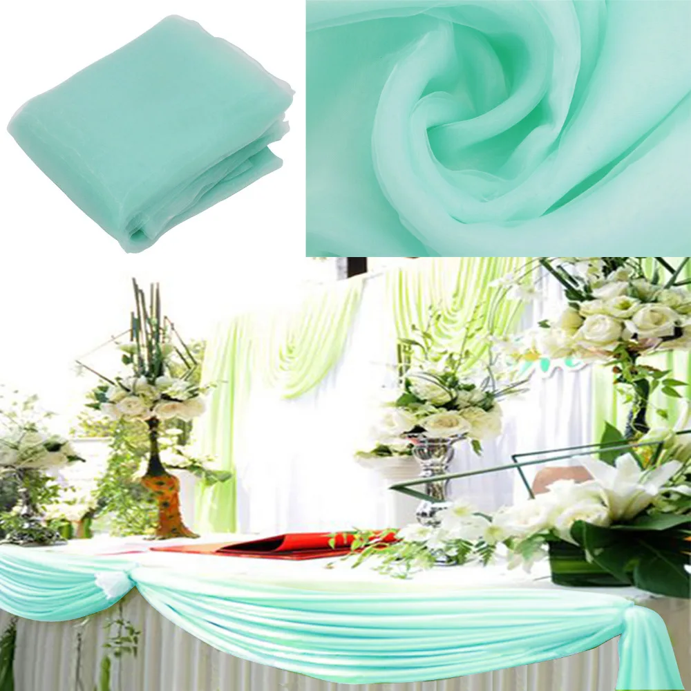 free shipping 1pcs Mint Green organza sheer fabrics for curtain/crystal