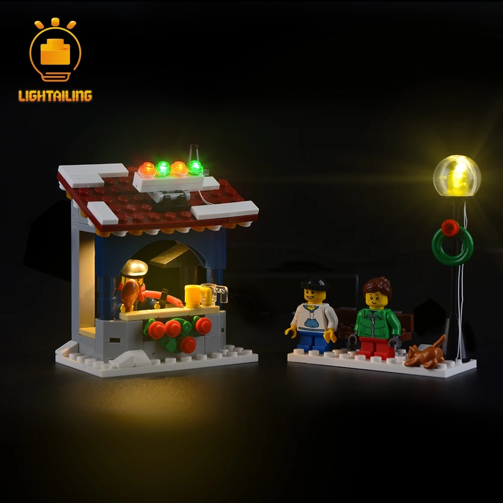 Светильник, светодиодный светильник-вспышка, комплект для деревенского рынка, строительный блок, светильник, набор, совместимый с 10235 и 36010, для рождественского подарка