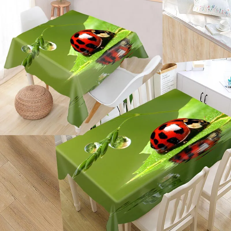  New Arrival Custom Ladybugs Table Cloth Waterproof Oxford Fabric Rectangular Tablecloth Home Party 