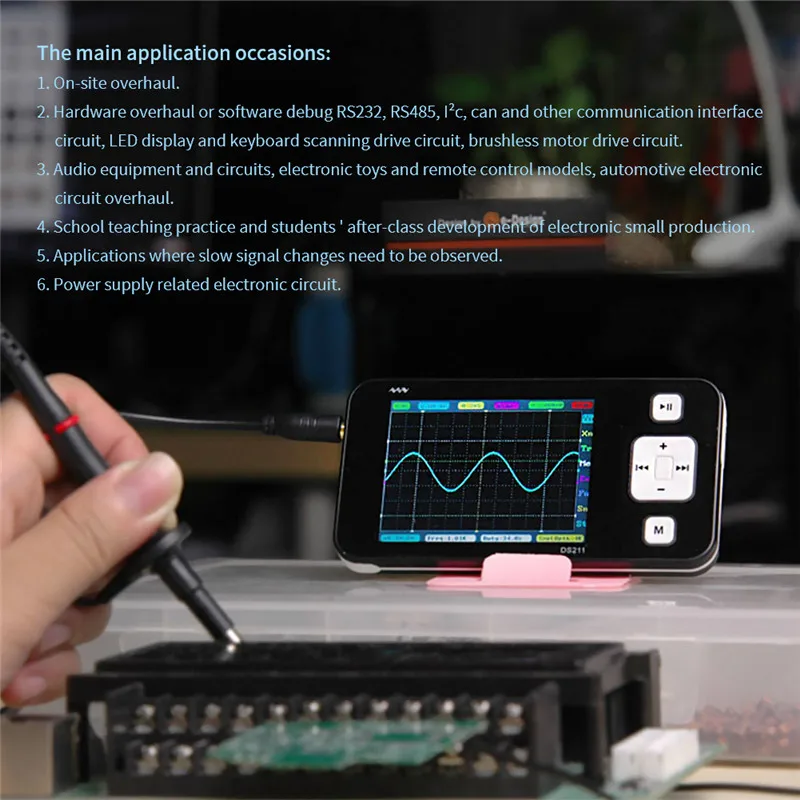 Цифровой мультиметр осциллограф DS211 портативный генератор сигналов USB 2 канала ЖК-дисплей логический анализатор с зондом тестовый инструмент