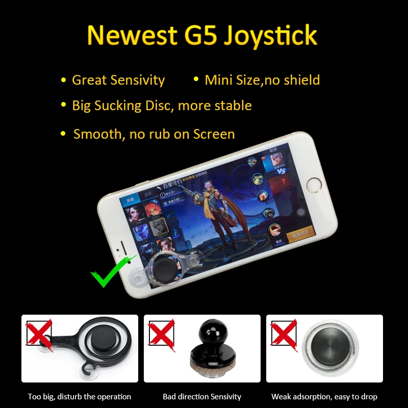 2pcs mobile phone game fling mini joystick on screen thumb fling mobile