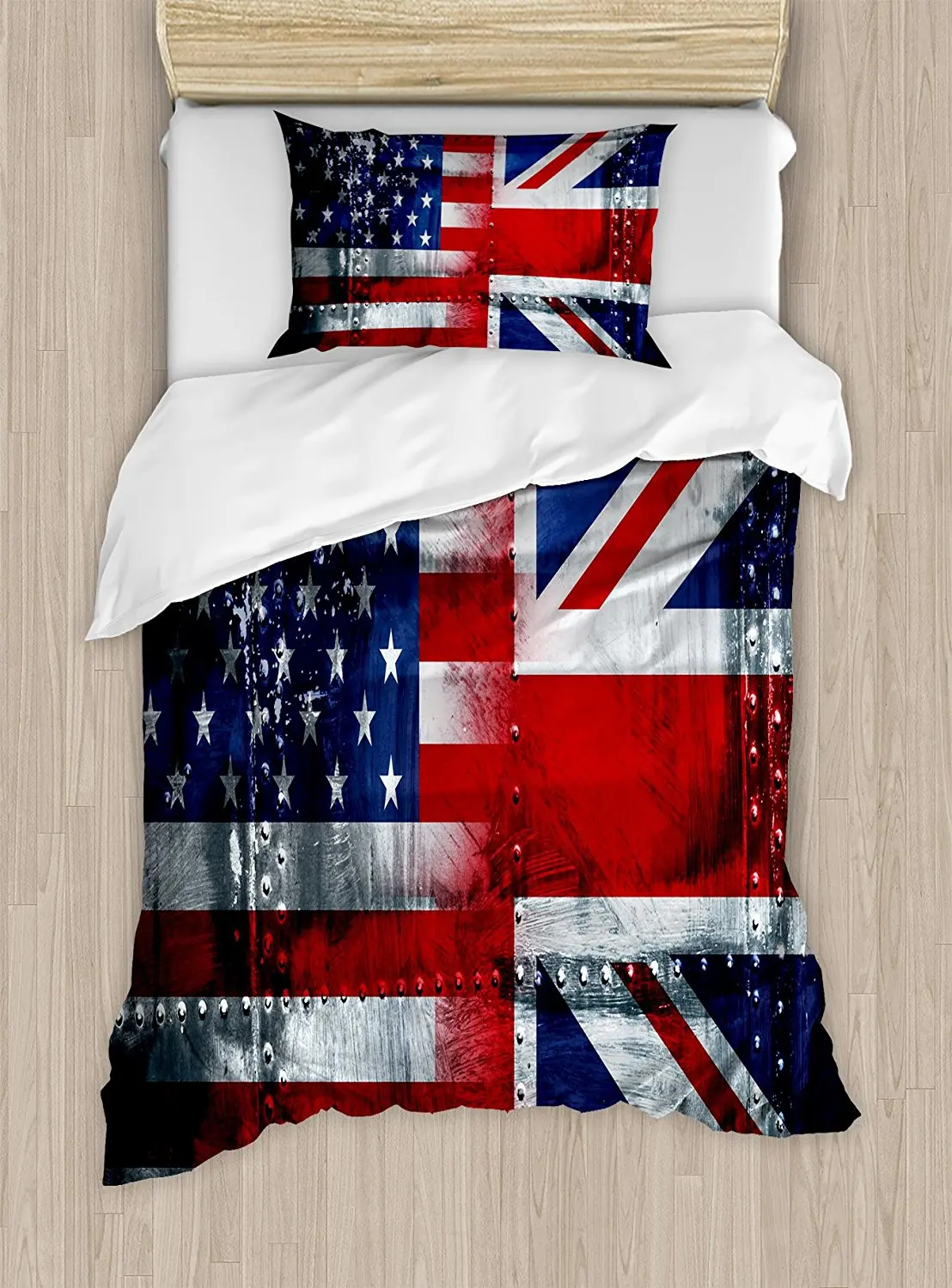 Union Jack Duvet Cover Set Alliance Togetherness Theme Composition of