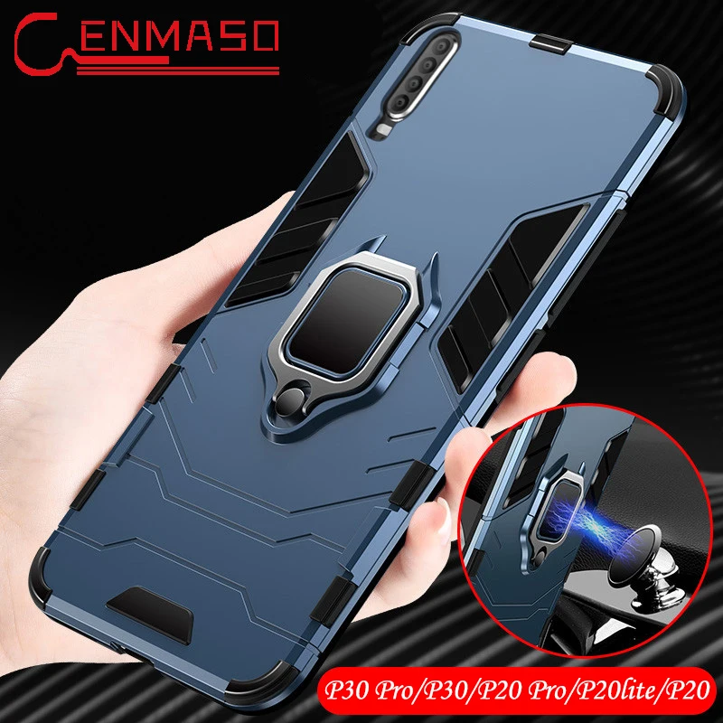 

Huawei P30 Pro case Huawei P20 lite Metal Ring Case P30pro Full Cover P20Pro Soft Silicone Shockproof kick-stand back Case