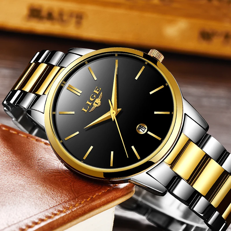 2018 LIGE Mens Watches Top Brand Luxury Military Quartz Watch Men Waterproof Stainless Steel Sport Wristwatch Relogio Masculino